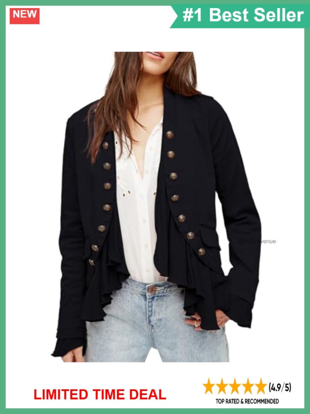 Cotton Spandex Ruffle High Low Hem Blazer Cardigan